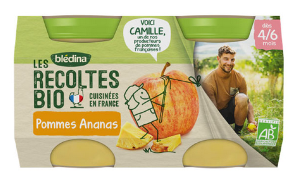 Bipack bio Pomme Ananas - 2 Pot/130g -Blédina