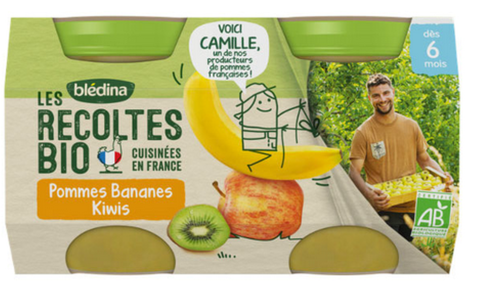 Bipack bio Pomme Banane Kiwi - 2 Pot/130g - Blédina