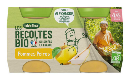 Bipack bio Pomme Poire- 2 Pot/130g - Blédina