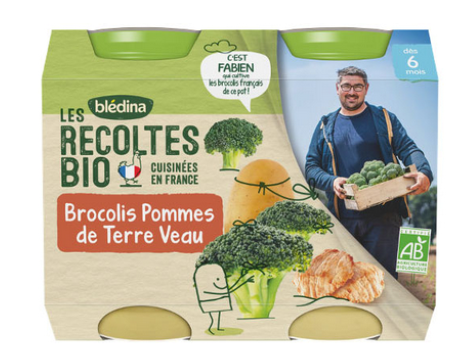 Bipack bio Brocolis Pomme de terre veau - 2 Pot/200g - Blédina