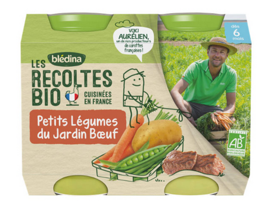 Bipack bio Legumes du Jardin Boeuf  - 2 Pot/200g - Blédina