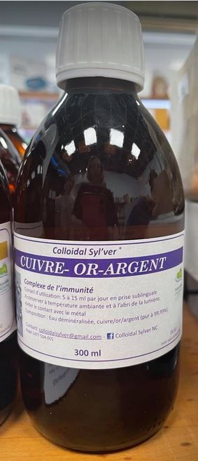 Cuivre-or-argent colloidal, 15ppm, 