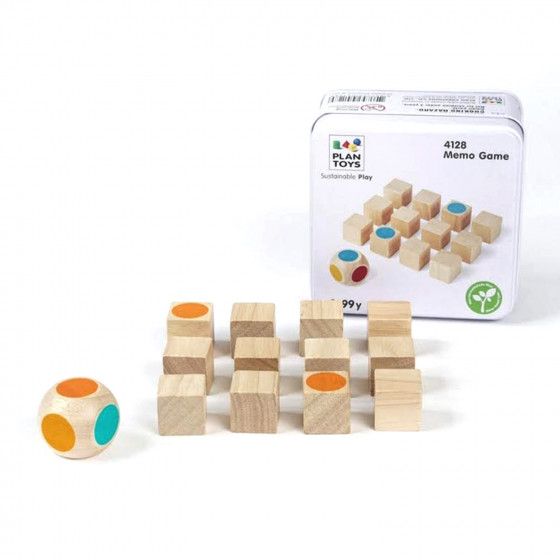 Mini Jeu, mémo en bois, Plan toyspratique à transporter dans sa boite métal compacte.