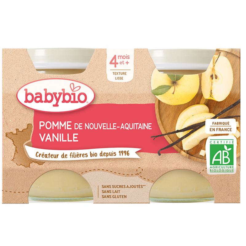 Pommes d'Aquitaine vanille 2x130gr dès 4 mois - Babybio