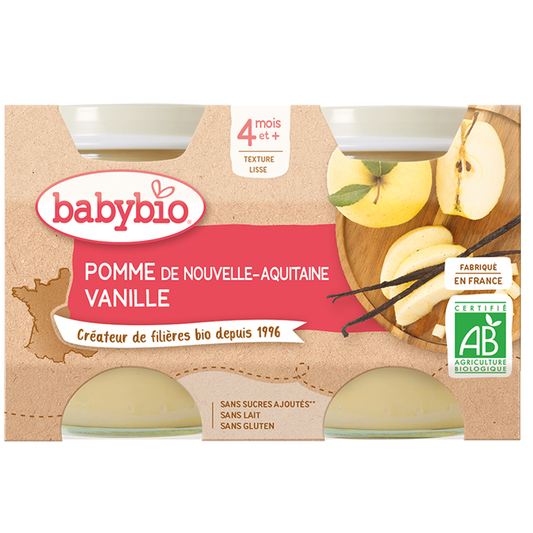 Pommes d'Aquitaine vanille 2x130gr dès 4 mois - Babybio