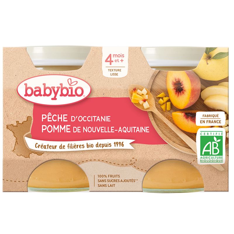 Pêche pomme dès 4 mois 2X130 grs - Babybio