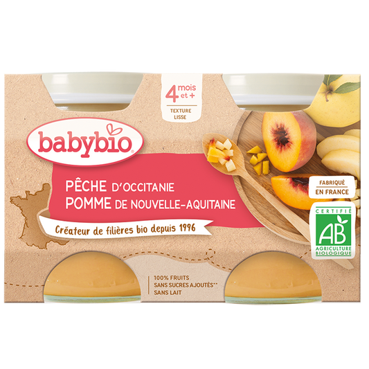 Pêche pomme dès 4 mois 2X130 grs - Babybio