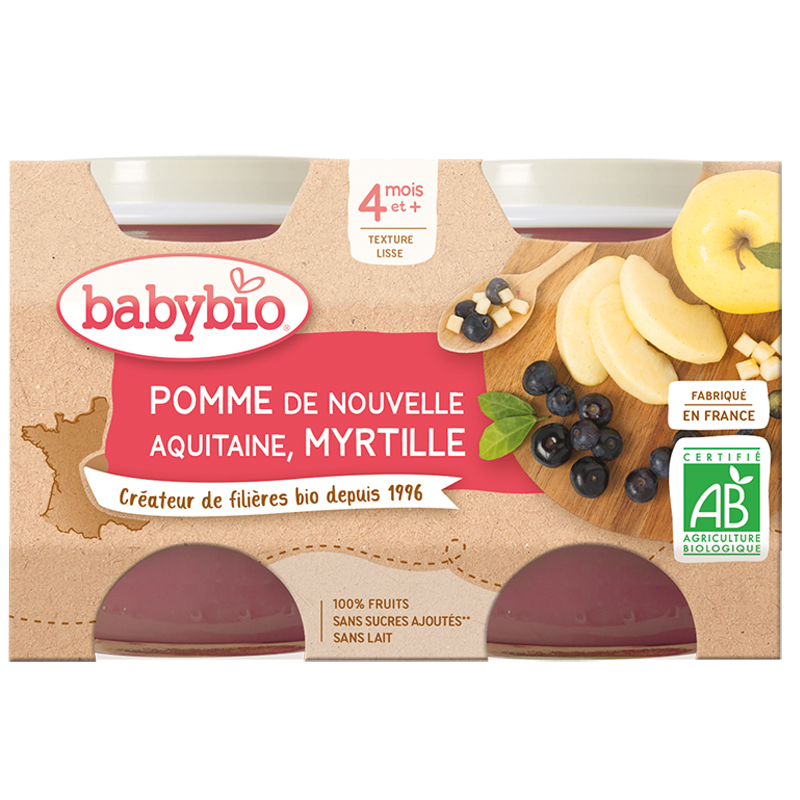 Pomme myrtille dès 6 mois 2X130 grs - Babybio