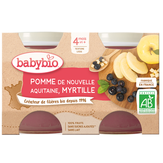 Pomme myrtille dès 6 mois 2X130 grs - Babybio