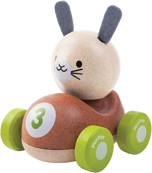 Bunny, la voiture de course, jouet en bois dès 1 an, Plan toys