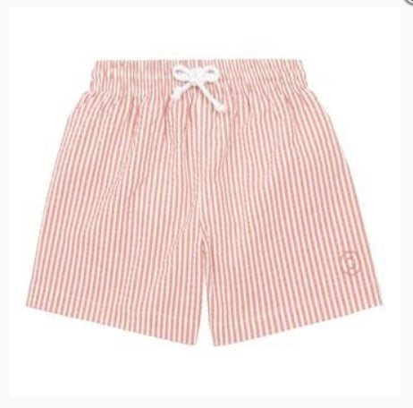 Short de bain anti-UV, rayures rouge et blanches, Canopée. Taille 2 ans