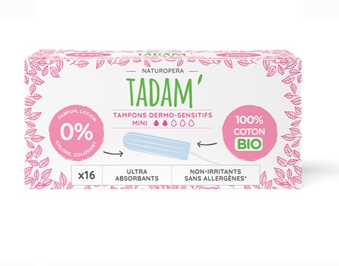 Tampons hygiéniques pour menstruations, Tadam : Boite de 16 tampons sans applicateurs