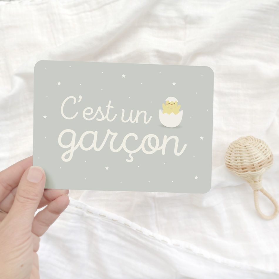 carte annonce pour annoncer le sexe de bébé : C'est un Garçon! par Zü