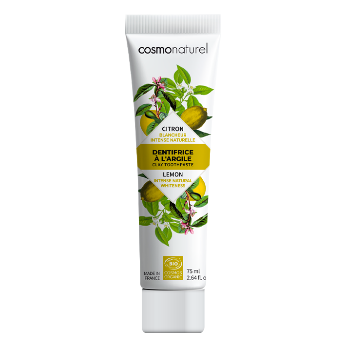 Dentifrice à l'argile blancheur intense anturelle, Citron, Cosmo naturel