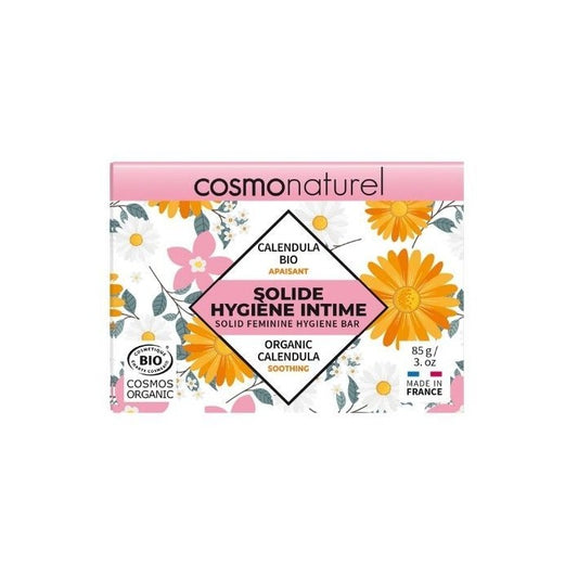 Pain solide pour hygiène intime apaisant, au calendula bio, Cosmonaturel, sans savon, 85g