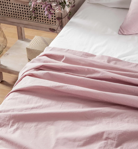 Drap Plat en percale de coton bio lavé - 240*300 - Kadolis