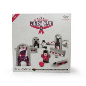 Jeu de bille " le triple galop, poney club, coffret collector Roule ta Bille, en bois du Jura