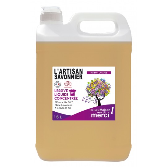 Lessive liquide concentrée - A la lavande bio - L'artisan Savonnier