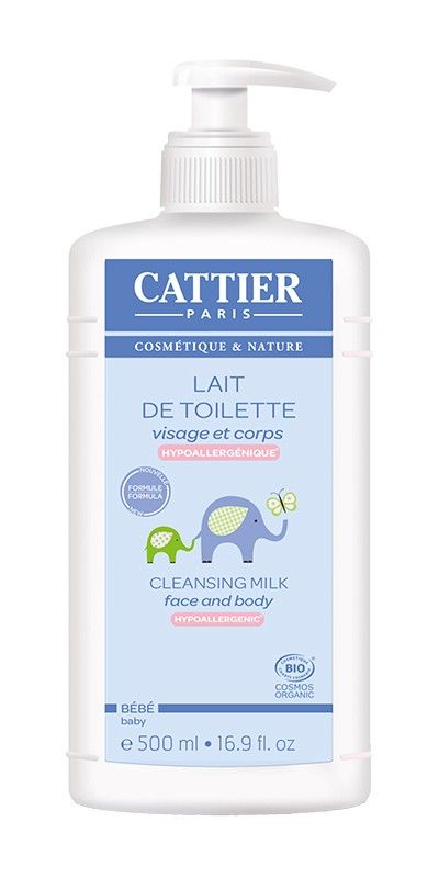 Lait de toilette Cattier 500ml, pour bébé, visage et corps