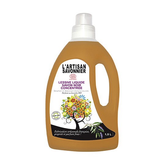 Lessive liquide concentrée au Savon noir- 1,5L - L'artisan Savonnier