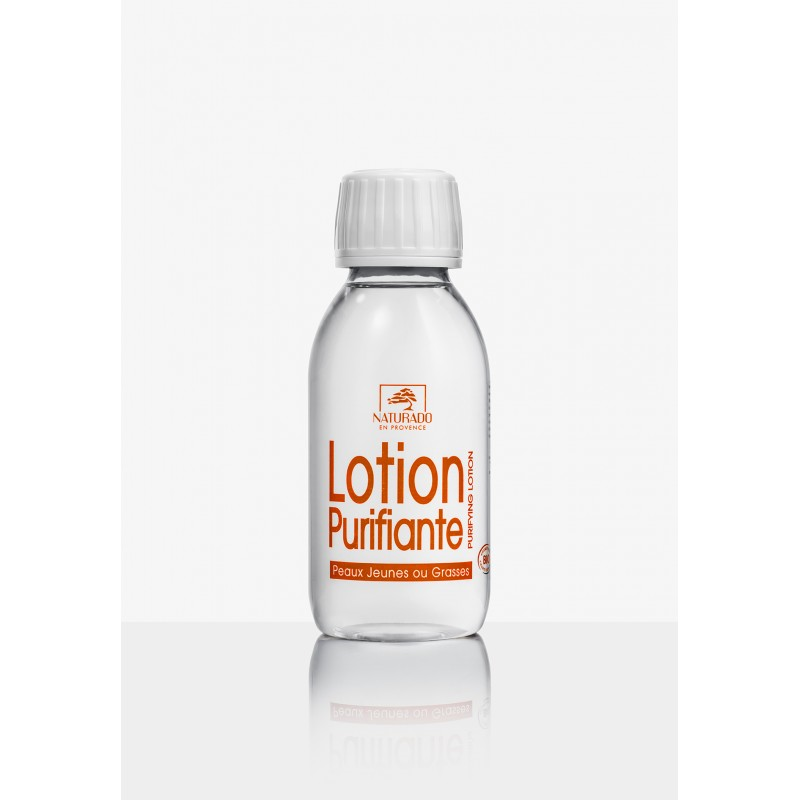 Lotion purifiante Naturado, très efficace sur les boutons d’acné, ne pas appliquer sur une peau lésée.