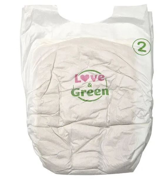 Couche jetable non blanchies - T2 -3 à 6 kgs - 35 couches - Mini Pack- Love & Green