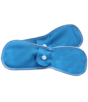 Serviette hygiénique lavable turquoise, flux abondant "super", Lulu Nature, Coton bio