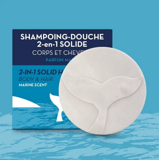 Shampoing douche solide 2 en 1, parfum Marin, The Green Emporium