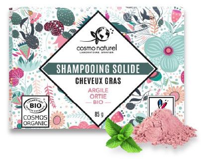 Shampoing solide argile ortie pour cehveux gras, Cosmo Naturel