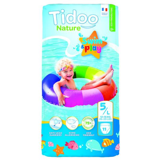 Couche jetable swim and play  - T5 -12 à 18 kgs - 11 couches - Tidoo