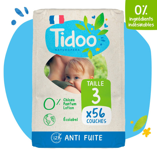 Couche jetable night & day  - T3 -4 à 9 kgs - 56 couches- Tidoo