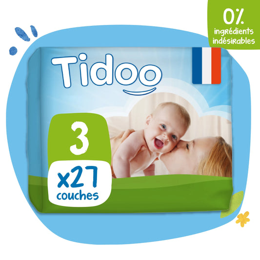 Couche jetable night & day  - T3 -4 à 9 kgs - 27 couches - Mini Pack - Tidoo