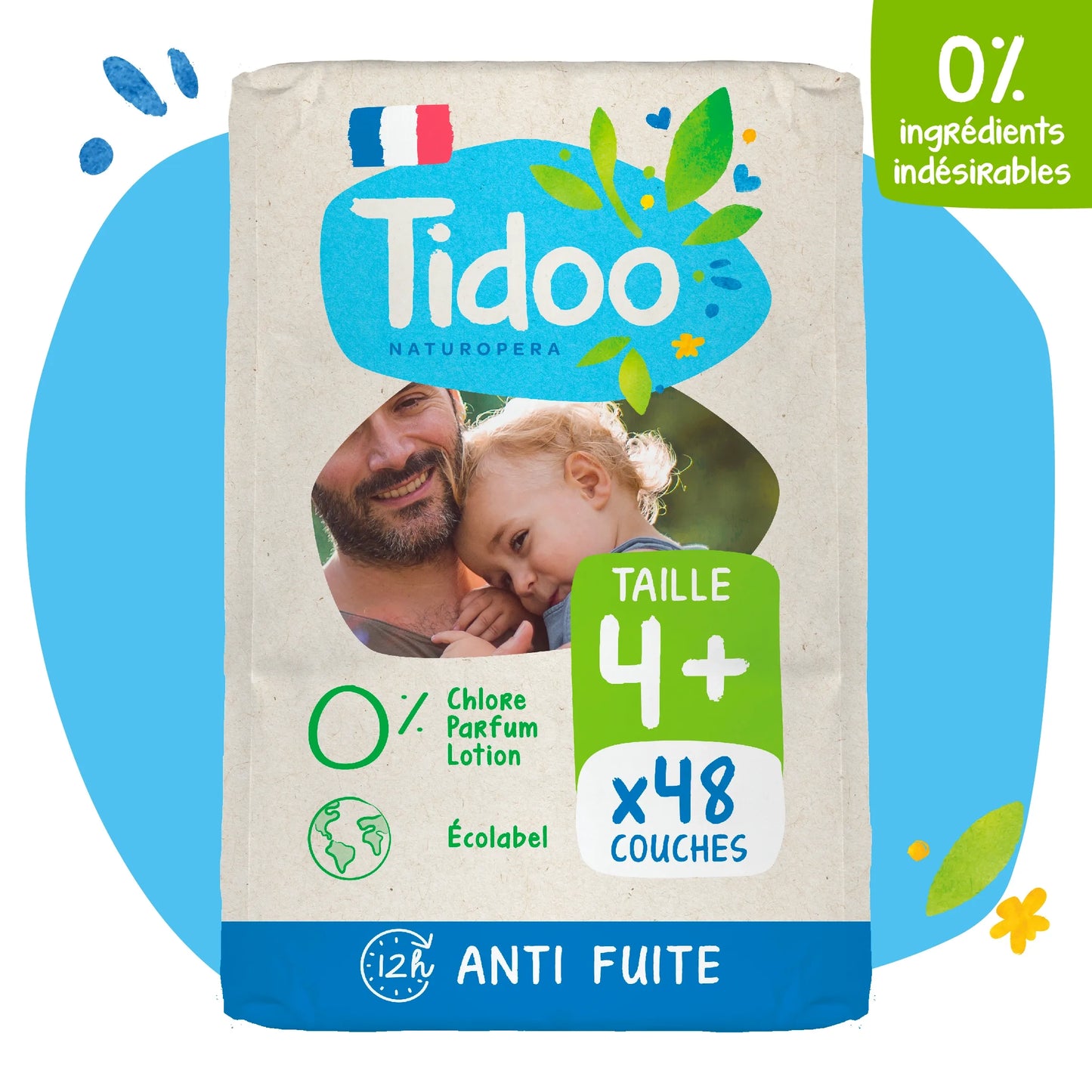 Couche jetable night & day - T4+- 9 à 20 kgs - 48 couches- Tidoo