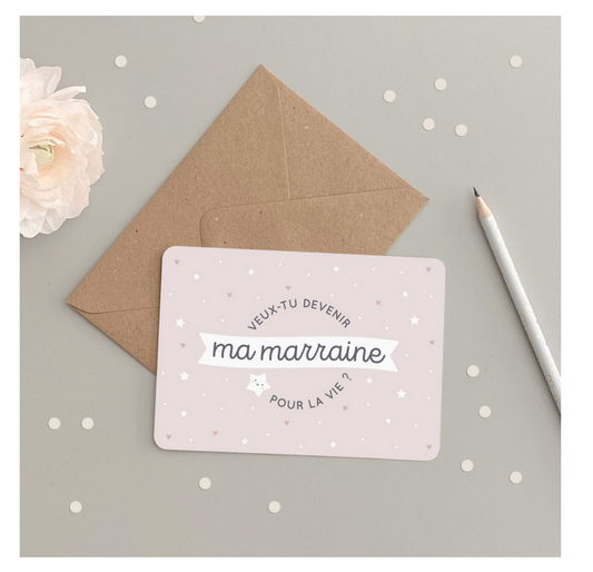 carte annonce " veux tu être ma marraine " par Zü